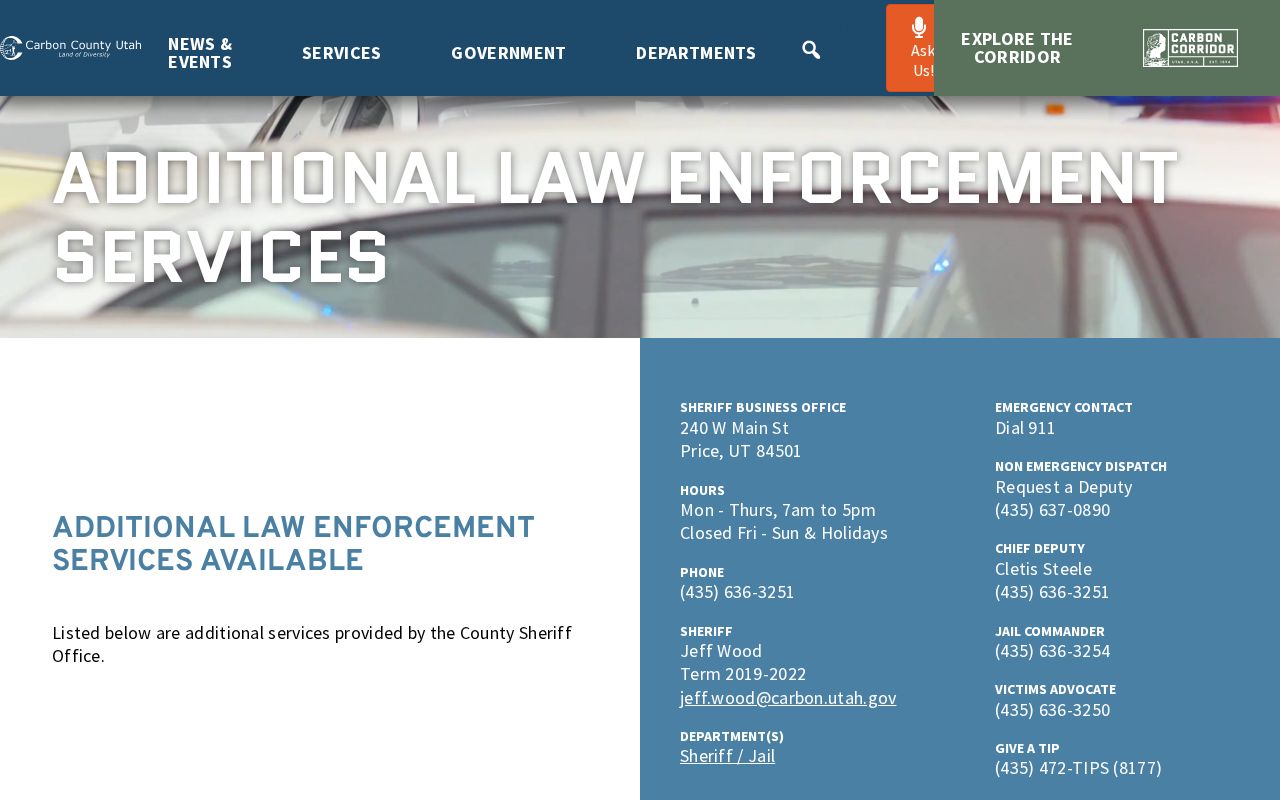Carbon County arrest record fees and Sheriff Business Office services