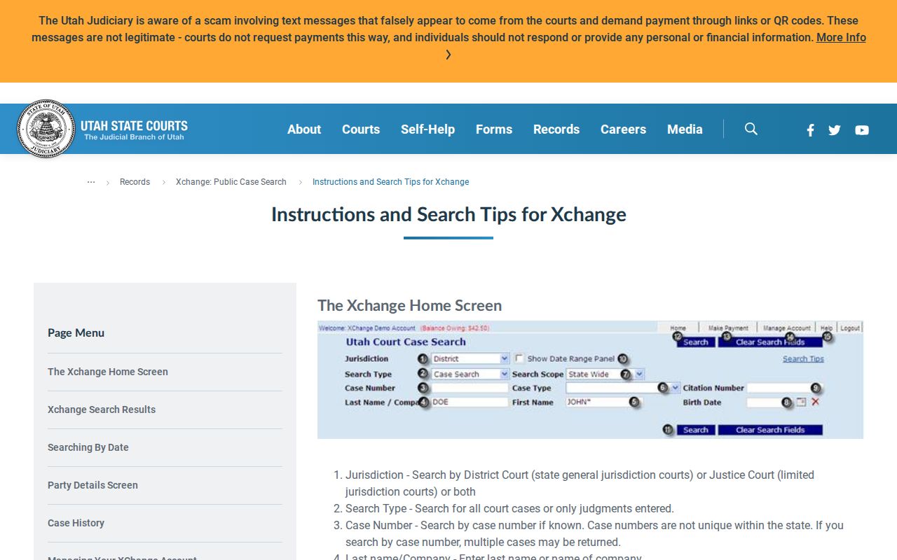 Carbon County criminal case search controls and case history fields