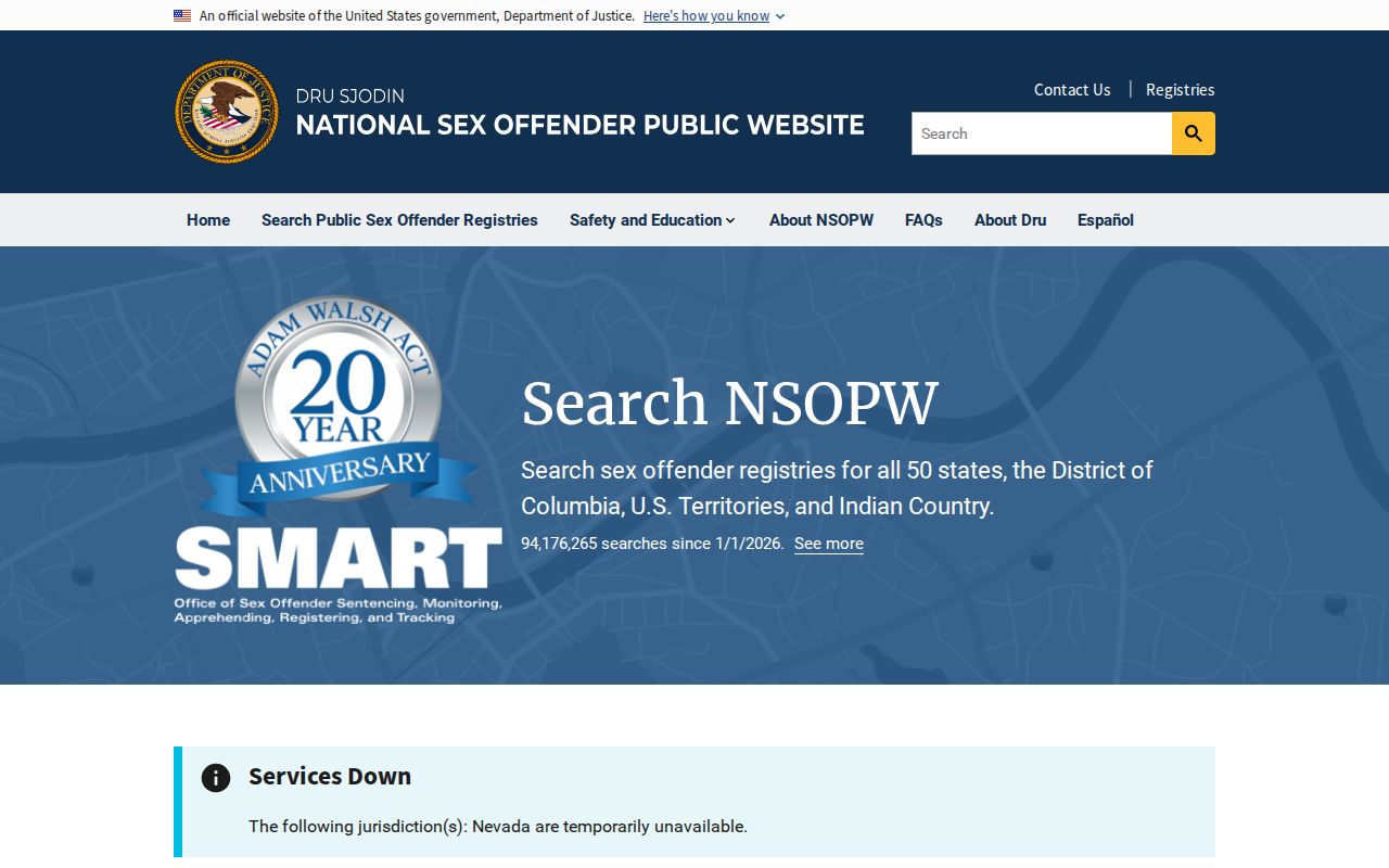Carbon County sex offender check using the national NSOPW interface