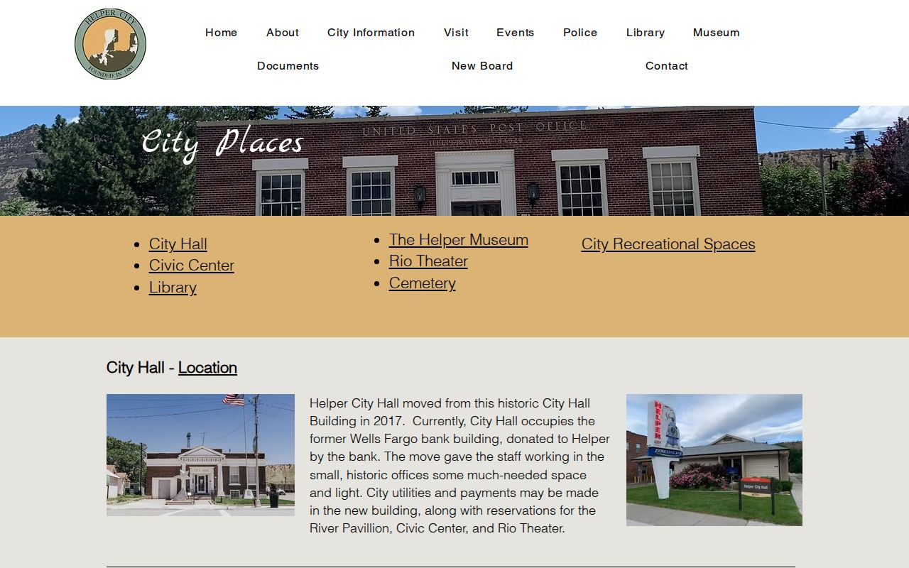 Helper City Hall history alongside Helper criminal record offices