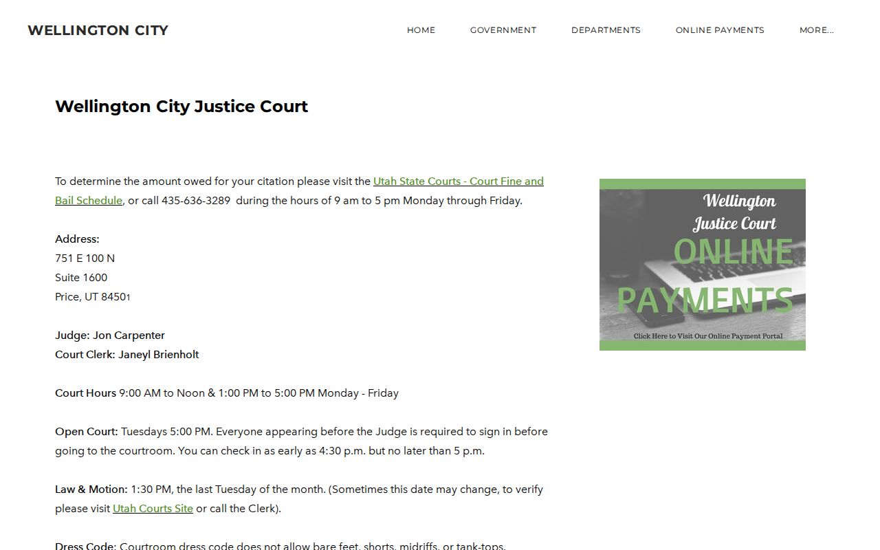 Carbon County criminal court records and Wellington Justice Court schedule